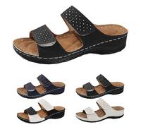 Clearance UK 4.5 Orthopedic Sandals Women Ladies Sliders Sandal Mules Comfortable Wide Fit Hook and Loop Adjustable Strap Orthotic Slip on Slides Shoes Sandals Size 4.5 Black