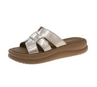Clearance UK 4.5 Women's Platform Slide Sandals Firshman Braided Strap Flatform Open Toe Mules Summer Casual Shoes Outdoor Wedge Slipper Gold Footwear Sandle