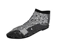 Clearance UK 5.5 Mesh Flats for Women Fishnet Sandals Ankle Boots Low Heel Slip on Rhinestone Shoes for Ladies Girls BK1 Footwear Sandles Sandalias