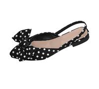 Clearance UK 5.5 Slingback Flats Ballerinas Bow Ballet Flats for Women Pointed Toe Flower Pumps Slingback Flat Pumps Polka dots Black Footwear Gift Sale