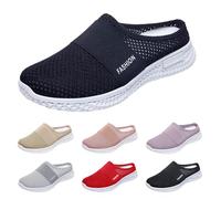 Clearance UK 5 Mules Shoes for Women Ladies Mules Wide Fit,Memory Foam Backless Sneakers Comfortable Slip-On Mule Holiday Shoes Trainers Navy Footwear