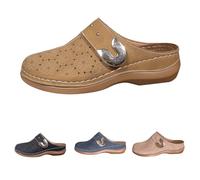 Clearance UK 5 Orthopedic Mules Closed Toe Sandals for Women Wide Fit Ladies Clogs Comfortable Orthotic Sandals Summer Casual Slip on Backless Shoes Walking Wedges Size 5 Khaki