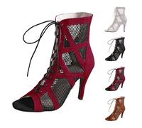 Clearance UK 6.5 Ladies Lace up Mesh High Heel Sandals Peep Toe High Top Boots Sandal Party Sexy Pump Shoes Open Toe Womens Red Footwear Sandle