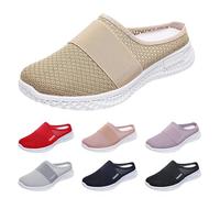 Clearance UK 6.5 Mules Shoes for Women Ladies Mules Wide Fit,Memory Foam Backless Sneakers Comfortable Slip-On Mule Holiday Shoes Trainers Khaki Footwear