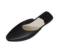 Clearance UK 6.5 Slip-On Mules for Women Ladies Low-Heeled Square Toe Summer Outdoor Closed Toe Shoes Loafer Flat Backless Slippers for Walking Holiday Mule Clogs Clearance 1#Black