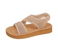 Clearance UK 6.5 Women's Minimalist Walking Sandals Platform Flat Slip on Slingback Sandals for Women Ladies Light Weight Open Toe Flatform Shoe Khaki Footwear Sandle