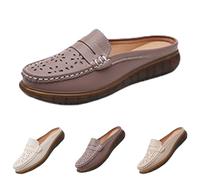 Clearance UK 6 Ladies Backless Loafers Mules Women's Moccasins Low Wedge Slip on Daily Casual Slides Slippers Walking Sandals Wine Footwear Sandle