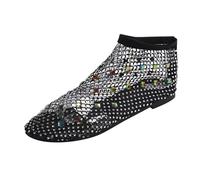 Clearance UK 7 Mesh Flats for Women Fishnet Sandals Ankle Boots Low Heel Slip on Rhinestone Shoes for Ladies Girls BK2 Footwear Sandles Sandalias
