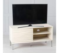 Clearance - Wave TV Unit - 100cm - 1 Door - Bone White Ripple Mango Wood