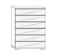 Clearance - Wiemann Loft Glass Front 6 Drawer Chest with Pebble Grey Glass Front - A258