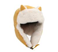 Clearance Winter Bomber Hats for Women Faux Fur Ear Warm Hats Windproof Trooper Unisex Winter Fleece Lined Winter Thermal Trooper Trapper Hat with Ear Flaps Russian Cap with Earflap Yellow