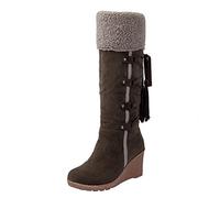 Clearance Winter Boots for Women, Warm Knee High Snow Boots Fleece Fur Lined Long Thermal Booties Plush Zip Up Boots Ladies Fashion Casual Shoes Dress Boots Christmas Gifts for Her Size 4.5
