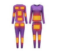 Clearance Women Heated Underwear Thermal Set USB Charging Electric Body Warmer with Muti-Heating Zones Ladies Heated Thermal Shirt and Pants 3 Heating Levels Base Layer Warm Top Suit Lightweight