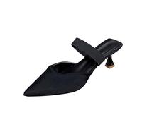 Clearance Women Low Kitten Heels Sandals Ladies Pointed Toe Sliders Slip On Slippers Wide Fit Slides Comfortable Breathable Shoes Solid Color Casual Sandal Smart Office Work Slider Party Evening Slide