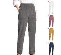 Clearance Women's Corduroy Pants Work Trousers Straight Leg Pull On Trouser High Waisted Pant Casual Wear Vintage Solid Color Lounge Pants Jogging Leisure Trousers Bootcut Pants with Pockets S-3XL