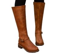 Clearance Women's Knee High Winter Boots - Plus Size & Mid Calf Zipper Boots with Low Heels, Thick Soles & Waterproof Design - Size UK 3-7.5
