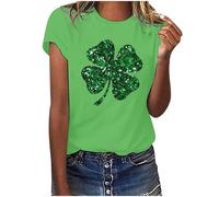 Clearance Womens St Patricks Day Shamrocks Tee T-Shirt Ladies Short Sleeve T Shirt Ireland Irish Clover Printed Tunics Tops Crewneck Pullover Paddy's Day Sweatshirts Casual Festival Blouse Shirts