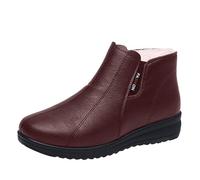 Clearance Womens Waterproof Snow Boots Women Wide Fit Short Winter Boots Low Heel Slip On Booties Fleece Warm Fur Lined Non Slip Walking Boots Snow Shoes Christmas Gifts for Her Size 5