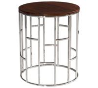 Clearance - Zion Side Table - Round - Chrome Frame - Mango Wood Top