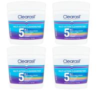 Clearasil 5-In-1 Multi-Action Cleansing Salicylic Acid Pads Face Exfoliating for Acne Prone Skin Reduces Pimples Blackheads Oil Unclogs Pores Spot Prevention 65 Pads Each x 4 Total 260 Face Wipes