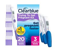 Clearblue Digital Ovulation & Pregnancy Tests, Double Your Chances of Getting Pregnant, 20 Advanced Ovulation Strips & 1 Ultra Early Triple-Check & Date Combo Pack (3 Tests), Packaging May Vary