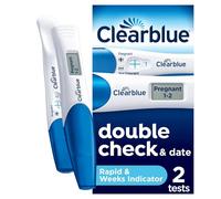 Clearblue Pregnancy Test Double-Check & Date Combo Pack, Result As Fast As 1 Minute (Visual Stick) & Tells You How Many Weeks (Digital Stick), Kit of 2 Tests (1 Digital, 1 Visual), Packaging May Vary