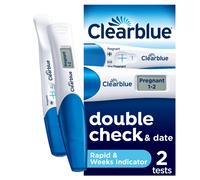 Clearblue Pregnancy Test Double-Check & Date Combo Pack, Result As Fast As One Minute (Visual Stick) & Tells You How Many Weeks (Digital Stick), 2 Te
