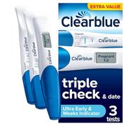 Clearblue Pregnancy Test Ultra Early Triple-Check & Date Combo Pack, Results 6 Days (Visual Sticks) Tells You How Many Weeks (Digital Stick), Kit Of 3 Tests (1 Digital, 2 Visual), Packaging May Vary