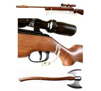 Clearco Clear Gun Display Stand Wall Mount Display, Weapon, Sword, Lightsaber Wall Mount, Clear Acrylic Gun Holder, (1 Pair), for Displays, Shows, and Exhibits