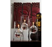 CLEARCRAFT Set Of Three La Manga Glass Oil Candle For Use With Smokeless, Odourless Lamp Oil. (150mm, 190mm and 230mm tall)
