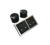 Clearcut - Chrome Square Double Surround - Support Frame - Sub Frames - 2 x 240v Socket - Campervan and Motorhome