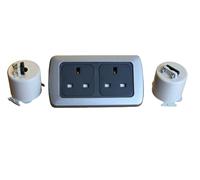 Clearcut - Flatline Silver Double Frame - 2 x 240v Sockets - 2 x Socket Backs - Campervan and Motorhome