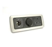 Clearcut - Flatline Silver Triple Surround - Support Frame - 240V Socket - Double USB - 12V Socket - Campervan and Motorhome Electrical Outlet