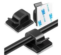 Clearhill 100pcs Adhesive Wire clamp with Strong Support, Office Desk Wire clamp, Cable Fixing clamp, Wire Management clamp, Easy to Manage Wires(Black)