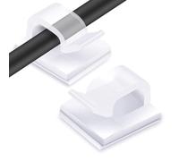 Clearhill 100pcs Adhesive Wire clamp with Strong Support, Office Desk Wire clamp, Cable Fixing clamp, Wire Management clamp, Easy to Manage Wires(Transparent Color)