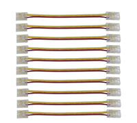 Clearhill 10mm 3Pin 10Pcs COB LED Strip Connectors,Double-ended Strip to Wire Solderless With 10cm Wire Connector,for Double Color 5V/12V/24V LED Strips,No Soldering Required,Secure Connection.