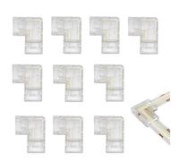 Clearhill 10mm 3Pin 10Pcs Transparent Solderless L-Shape COB LED Strip Connectors,90°Right Angle Corner Joints for Double Color 5V/12V/24V LED Strips,No Soldering Required,Secure Connection.