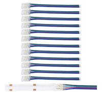 Clearhill 10mm 4Pin 10Pcs COB LED Strip Connectors,Solderless Strip to Wire Connectors + 10cm Cable-Gapless Connection for Double Color 5V/12V/24V LED Strips,No Soldering Required,Secure Connection.