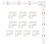 Clearhill 10mm 4Pin 10Pcs Transparent Solderless L-Shape COB LED Strip Connectors,90°Right Angle Corner Joints for Double Color 5V/12V/24V LED Strips,No Soldering Required,Secure Connection.