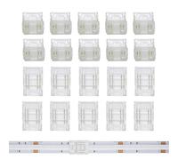 Clearhill 10mm 4Pin 10Pcs Transparent Solderless LED Light Strip Connectors,Strip to Strip Connectors,for Double Color 5V/12V/24V LED Strips,No Soldering Required,Secure Connection.