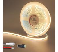 Clearhill 12V 5mm Width COB LED Strip Lights(No Power Supply),16.4FT/5M,Warm White 3000K,400LEDs/m,with 5521DC Female Connector,10W/m,CRI90,4500lm,Electroplated Double-Sided Panel Light Strip,IP20