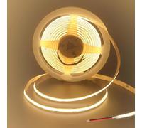 Clearhill 12V 8mm Width COB 480LED Strip Lights with Bare Wire (No Power Supply),16.4FT/5M,Warm White 3000K,480LEDs/M,CRI90,Electroplated Double-Sided Panel,11W/M,Not Waterproof,for Indoor DIY