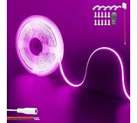 Clearhill 12V COB 480LED Strip Lights,16.4FT/5M(No Power Supply), Purple, 2400LED,with 5521DC Female Connectors,8mm Width,IP20,for DIY Home Indoor Decoration