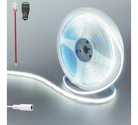 Clearhill 12V COB 480LED Strip Lights,6.56FT/2M(No Power Supply),Cool White 6500K,960LED,with 5521DC Female Connectors,8mm Width,IP20,for DIY Home Indoor Decoration