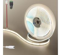 Clearhill 12V COB 480LED Strip Lights,6.56FT/2M(No Power Supply), Natural White 4000K,960LED,with 5521DC Female Connectors,8mm Width,IP20,for DIY Home Indoor Decoration