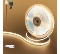 Clearhill 12V COB 480LED Strip Lights,6.56FT/2M(No Power Supply),Warm White 3000K,960LED,with 5521DC Female Connectors,8mm Width,IP20,for DIY Home Indoor Decoration