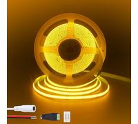 Clearhill 12V COB LED Strip Lights9.84FT/3M(No Power Supply),Orange,320LEDs/M,with 5521DC Female and red and Black Wire Connectors,8mm Width,IP20,for DIY Home Indoor Decoration