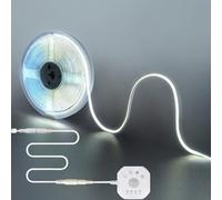 Clearhill 12V DC PIR Motion Sensor Dimmer 320LED Strip Lights,Day or Night 2 Lighting Modes,Time-delay and Brightness Adjustable,16.4FT/5M,Cool White 6500K,8mm Width,for Closet,Kitchen