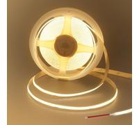 Clearhill 24V 8mm Width COB 480LED Strip Lights with Bare Wire (No Power Supply),16.4FT/5M,Warm White 3000K,480LEDs/M,CRI90,Electroplated Double-Sided Panel,11W/M,Not Waterproof,for Indoor DIY