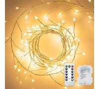 Clearhill 2Pack Battery Fairy Lights with Remote Control, 19ft/6M 200LED Warm Firecracker Lights, 8 Modes, Waterproof Copper Wire String Lights for Bedroom, Wedding, DIY, Garden Decor